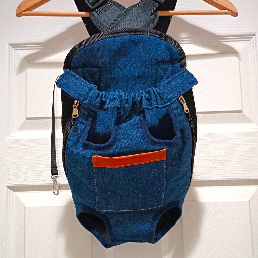Denim Small Dog Backpack Carrier Front Chest Pet Bag with Leg Holes
